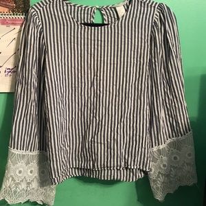 Blue and white striped blouse